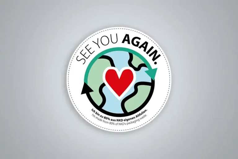 Logo "See you again" Weltkugel mit einem roten Herz in der Mitte